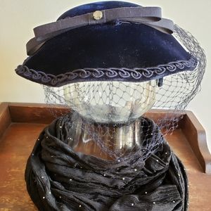 Vintage black velvet hat